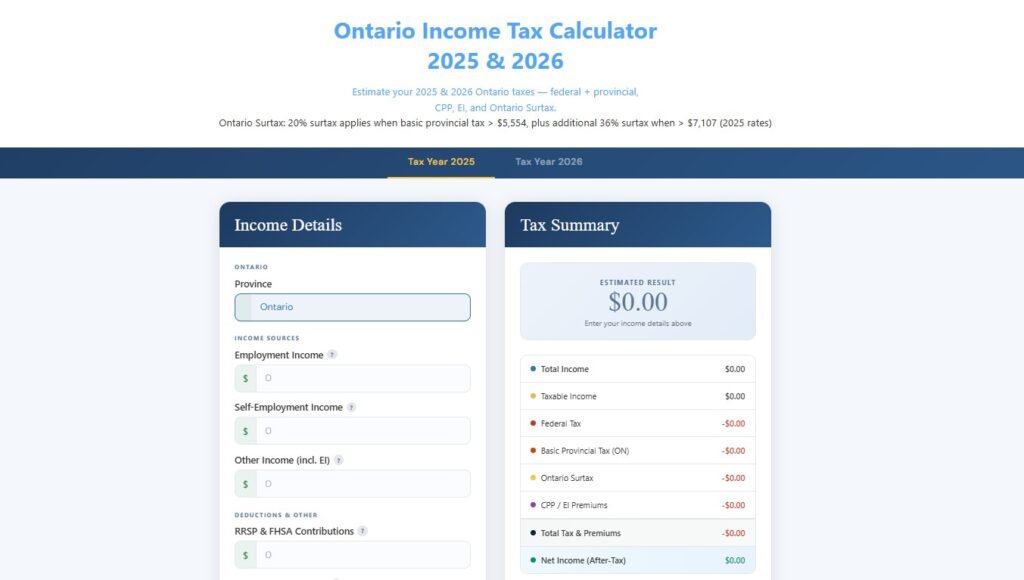 ontario income tax owe calculator 2026