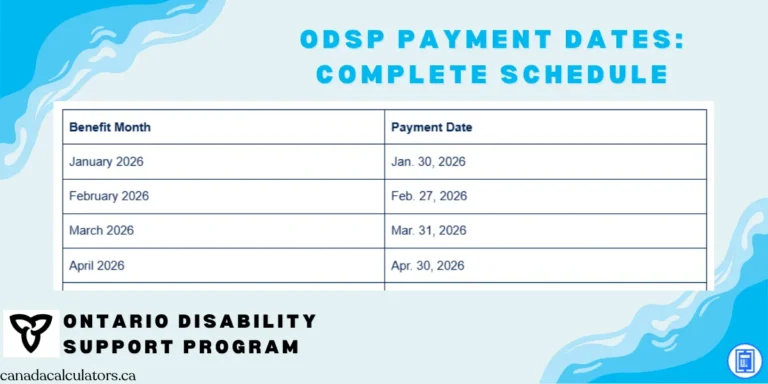 ODSP Payment Dates 2026 Canadacalculators.ca