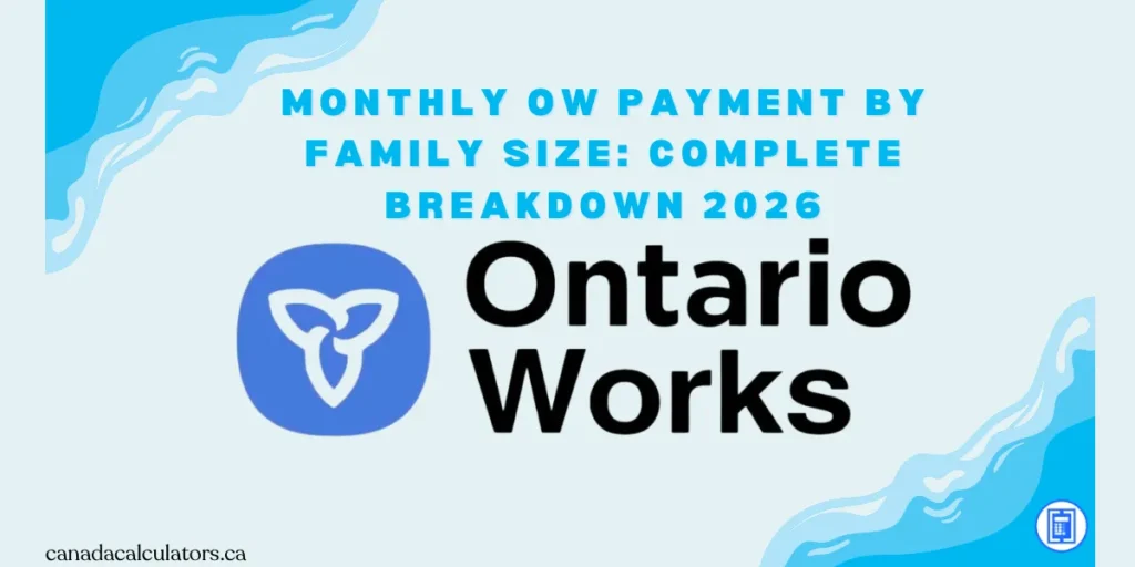 Ontario Works Monthly Payment by Family Size canadacalculators.ca