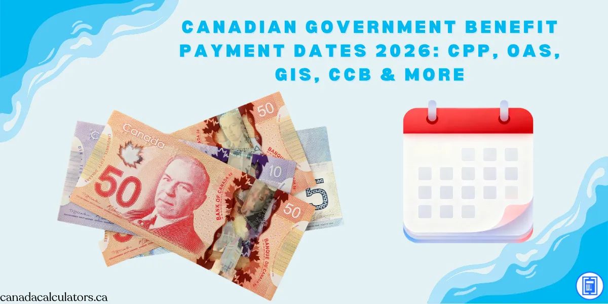 Canadian Government Benefit Payment Dates 2026 canadacalculators.ca